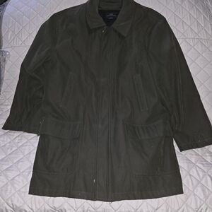 BROOKS BROTHERS 346 Car Coat Overcoat Zip Dark Green Loden Size Mens Large L
